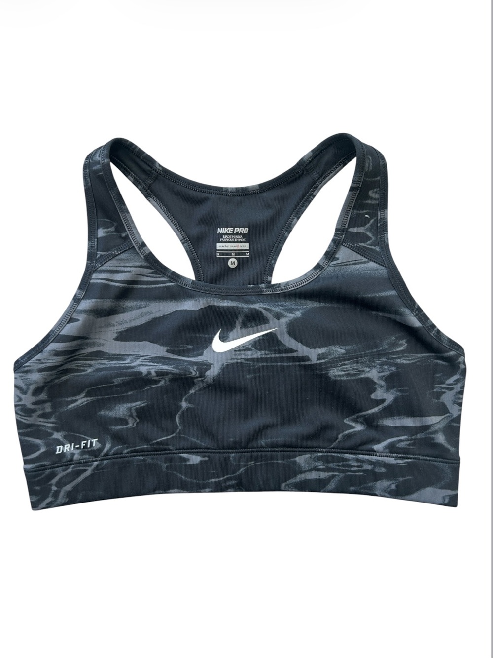 Nike Pro Women’s Racerback Painted Marble Sports Bra Size M Athletic Training